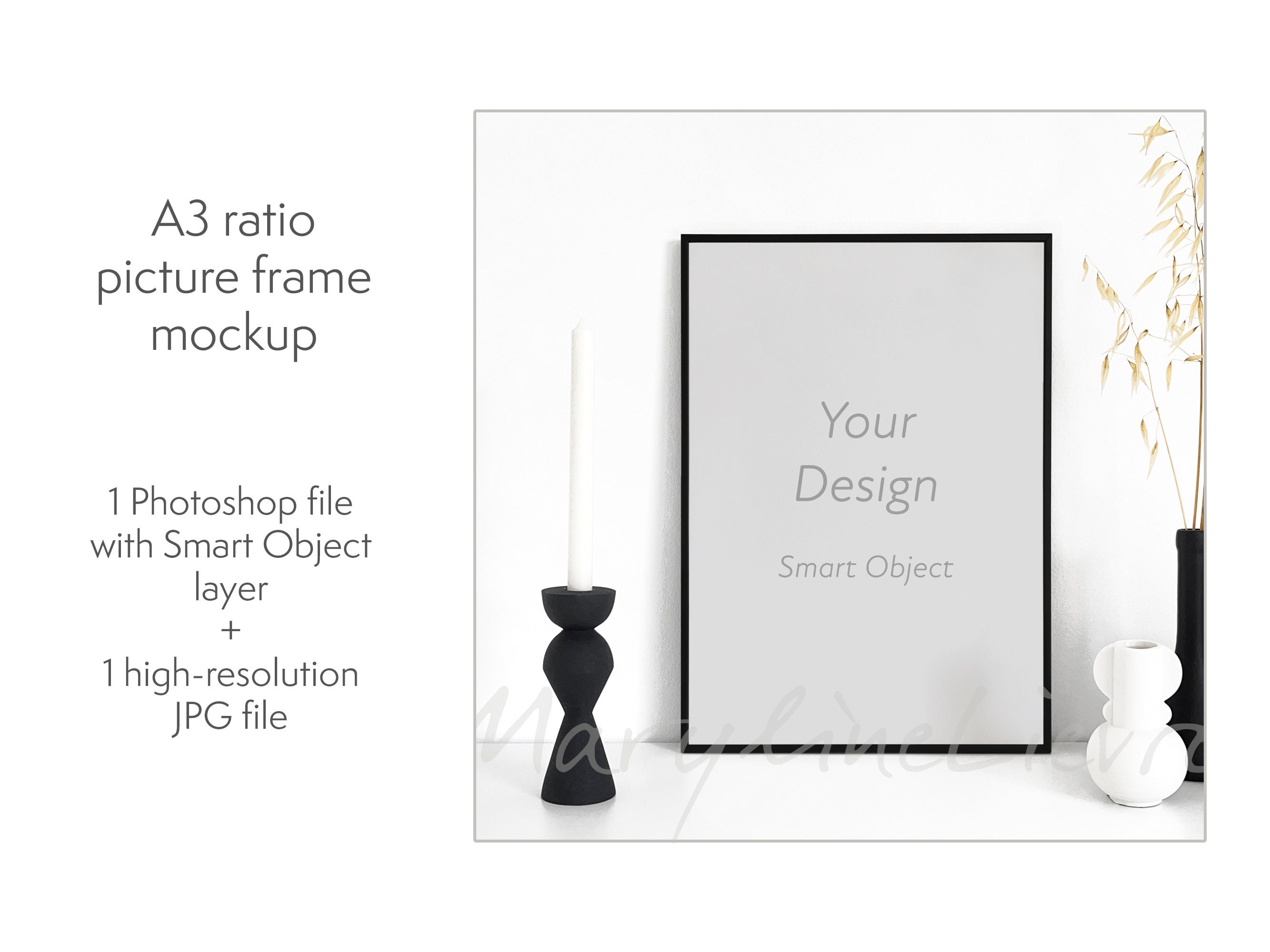 A3 Frame Mockup With Decor - A2 Minimal Frame Template With Plants ...