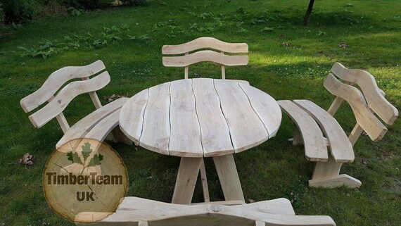 Wooden Garden Furniture Set Unique Handmade Etsy