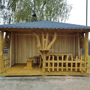 Log Gazebo 2.4mx4m, Bespoke Gazebo, Wooden Pavilion, Pergola, Hot tub shelter