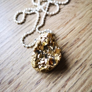 Druzy opal pendant geode crystal necklace 925 silver