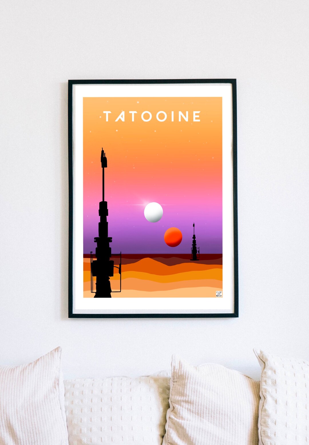 Star Wars Tattooine Fan Art Print, Geeky Wall Decor, Scifi Art Poster