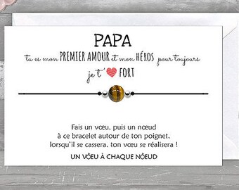 Bracelet with Tiger Œil - dad my hero greetings
