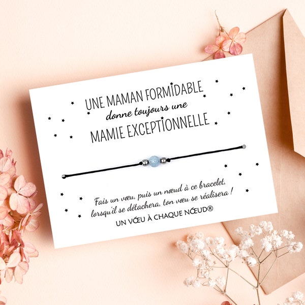 Cadeau Future Mamie - Bracelet à vœux + Carte Tu vas être Mamie