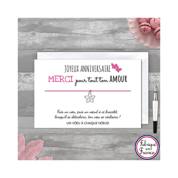 Bracelet A Voeux Fleur Joyeux Anniversaire Femme Etsy
