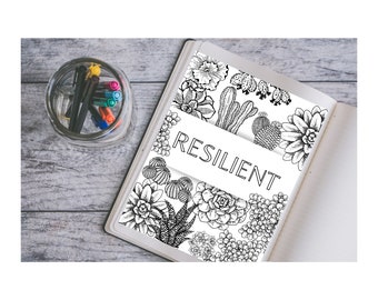 Inspiring Coloring Page - Resilient - Digital/Instant Download