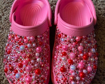 Youth Custom Bling Rhinestone Crocs | Pearl Rhinestone Crocs | Bedazzled Crocs | Infant Crocs | Youth Crocs | Valentine Crocs