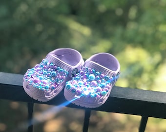 Under the Sea Themed Pearlized Crocs, Mermaid Crocs, Pearls