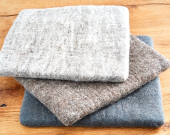 Seat cushion made of felt square 35 x 35 cm gray white natural (undyed) felt cushion square, chair cushion made of wool, chair cushion