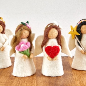 Filzfigur Engel mit Baby, Stern, Herz oder Blume, gefilzte Tischdeko, Filzengel Eierwärmer, Schutzengel Geschenk, Deko Muttertag Mutter
