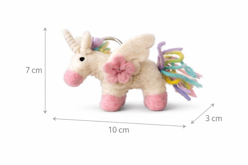 Felt unicorn keychain, small felted unicorn, rainbow Easter gift image 3