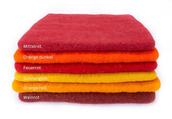 Sitzkissen aus Filz eckig 35x35cm bunt rot orange gelb rosa pink lila, Filzkissen quadratisch, Stuhlkissen aus Wolle, Stuhlauflage