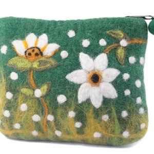 Filztäschchen Lotus, Blumen, Frühling, Geschenk, Filztäschchen, grün