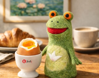 Filz Eierwärmer Frosch – handgemacht aus Wollfilz – süße Frühstücksdeko – Geschenk zu Ostern