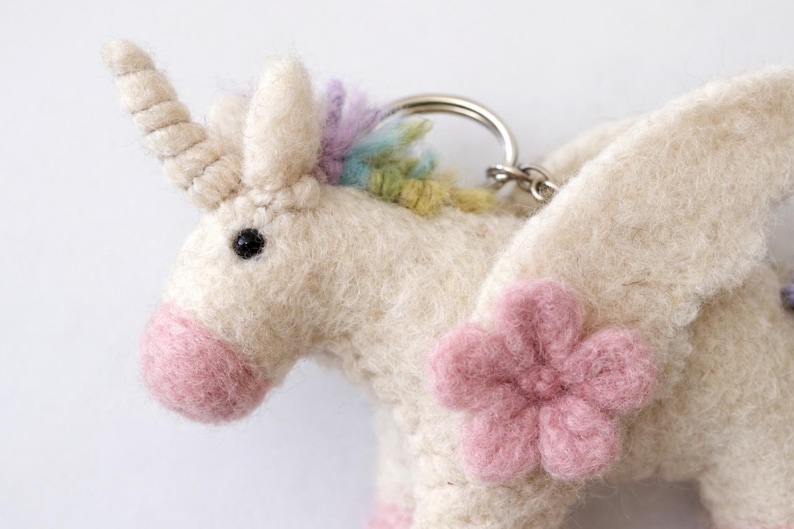 Felt unicorn keychain, small felted unicorn, rainbow Easter gift image 4