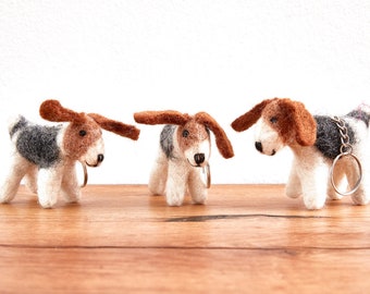Felt dog keychain, small felted terrier, gift for children, dog lovers, handmade