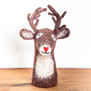 Felt Animal Egg Warmer Deer Felt Handmade Felted Animal Figure Easter Gift image 1