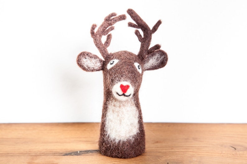 Felt Animal Egg Warmer Deer Felt Handmade Felted Animal Figure Easter Gift image 1