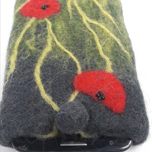 Schutzhülle Smartphone aus Filz 17x11cm Mohn Wiese Handyhülle Hülle Telefon Bild 9