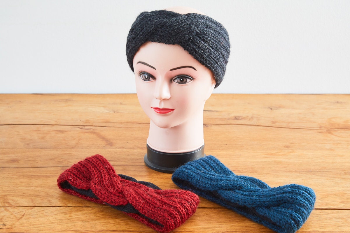 Headband Twisted From Wool, Twisted Knitted Headband Lined, Red, Black, Blue, Knitted, Handmade - Etsy UK Headband Twisted From Wool, Twisted Knitted Headband Lined, Red, Black, Blue, Knitted, Handmade - Etsy UK