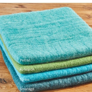 Sitzkissen aus Filz eckig 40x40cm bunt türkis blau grün petrol, Filzkissen quadratisch, Stuhlkissen aus Wolle, Stuhlauflage