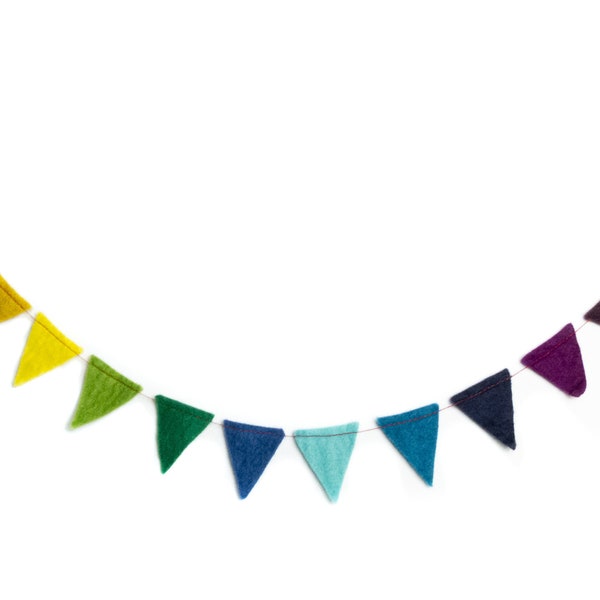 Banderines de guirnalda de fieltro de colores, cadena de banderines de 160 cm, banderas de guirnalda de fieltro, decoración de fiesta