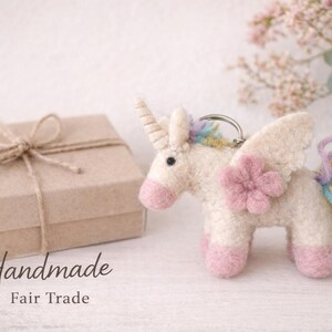 Felt unicorn keychain, small felted unicorn, rainbow Easter gift image 6