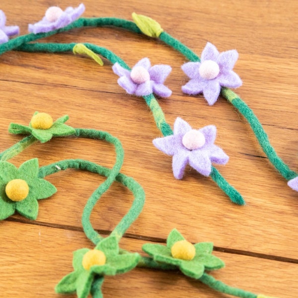 Blumengirlande, Blütenband aus Filz (Wolle), Narzisse, Tischdeko, Wanddeko für Hochzeit, Frühlingsdeko,