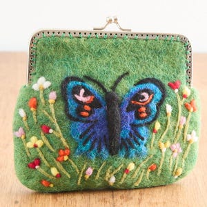 Bügelbörse Schmetterling, kleines Täschchen aus Filz, Geldbeutel klein bunt, Geschenk