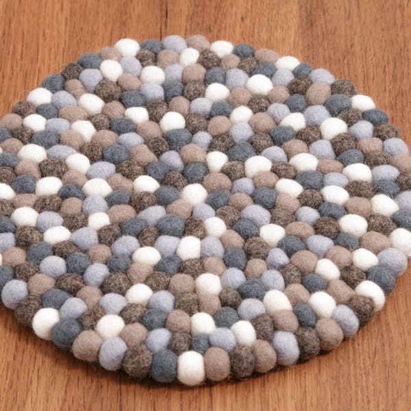 Dessous de verre en boules de feutre environ 22 cm nature blanc bleu gris main sous-set en pot feutre Sous-set feutre Sous-ensembles de boules de feutre coloré