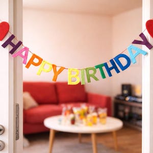 Ghirlanda di feltro "Buon compleanno" - Colorata - 140 cm - Decorazione di compleanno in feltro