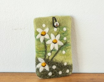 Protective smartphone case made of felt 16 x 10.5 cm Margariten Wiese mobile phone case