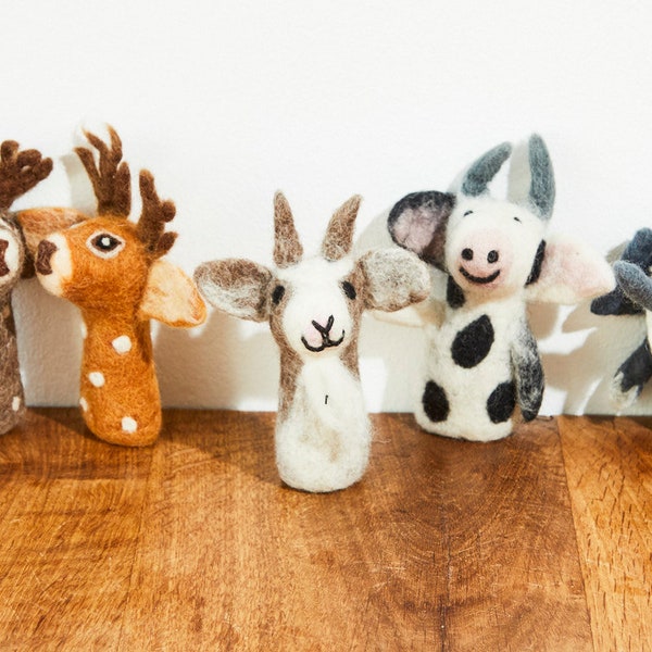 Fingerpüppchen aus Filz, Hirsch, Reh, Kuh, Ziege oder Elefant, gefilzte Tierfiguren als Ostergeschenk