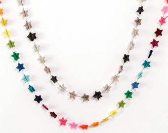 Garland stars made of felt colorful 120 cm long, Christmas decoration, colorful star garland for Christmas