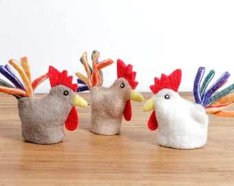 Filztier Eierwärmer Hahn aus Filz Handarbeit Tierfigur Ostergeschenk Osterdeko Geschenk Ostern