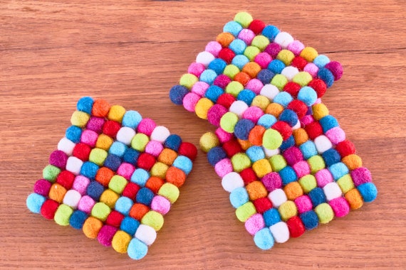 Set di 10 sottobicchieri in feltro dai colori moderni, raffinati, 10