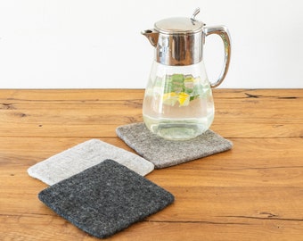 Coaster made of felt angular Felt coaster square 21 x 21 cm Pot coaster discreetly natural tones, gray anthracite white