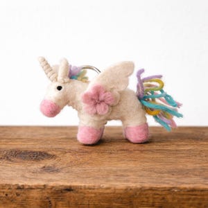 Felt unicorn keychain, small felted unicorn, rainbow Easter gift image 2
