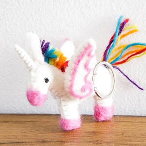 Keychain unicorn made of felt gift small felted unicorn rainbow Easter gift