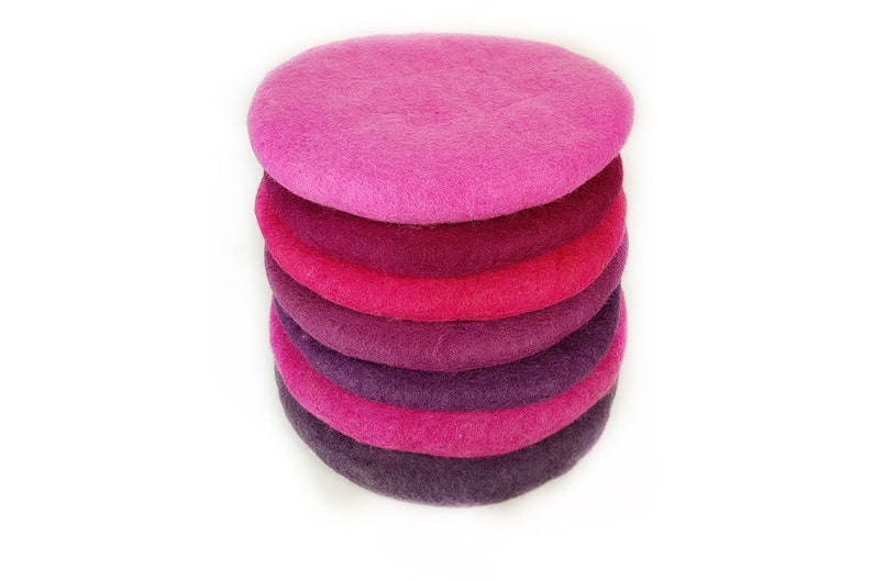 Seat Cushion Made of Wool Felted Round 35 Cm Colorful Chair Etsy UK