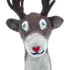 Felt Animal Egg Warmer Deer Felt Handmade Felted Animal Figure Easter Gift image 2