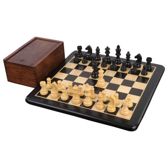 Downhead German Staunton Chess Pieces Ebonised Boxwood 3 