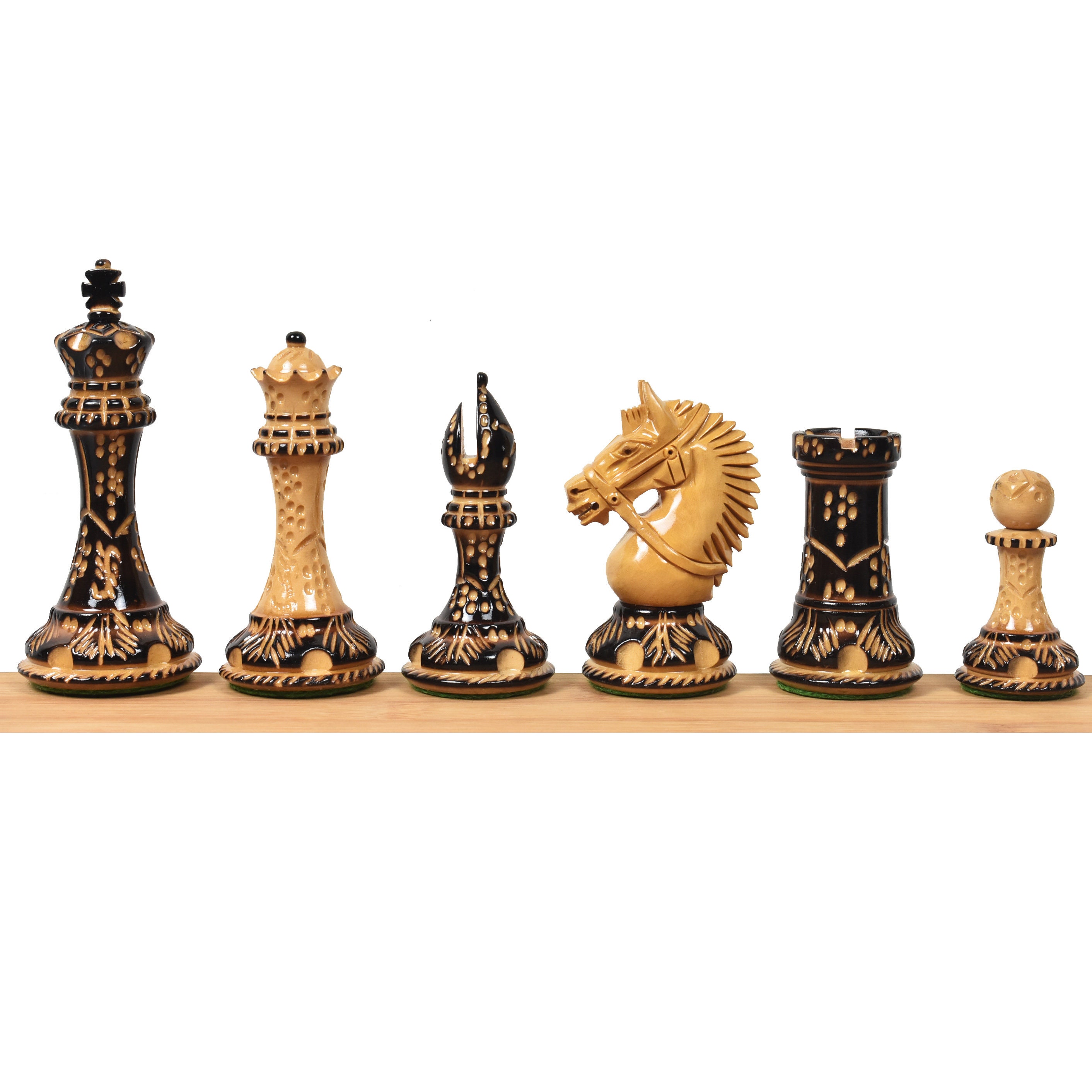 CLEARANCE SALE Hand Made and Burnt Mikhail Tal Chess Pieces in 