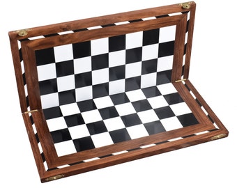 14" Wooden Folding Chess Board - Library Series - Solid Sheesham & Acrylic Ivory