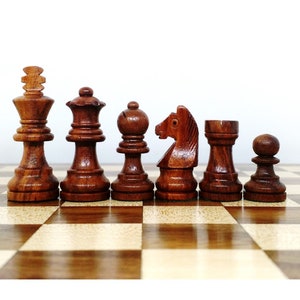 Travel Chess Set with Drawer in Golden Rosewood with Magnetic Chess Pieces & Board image 8