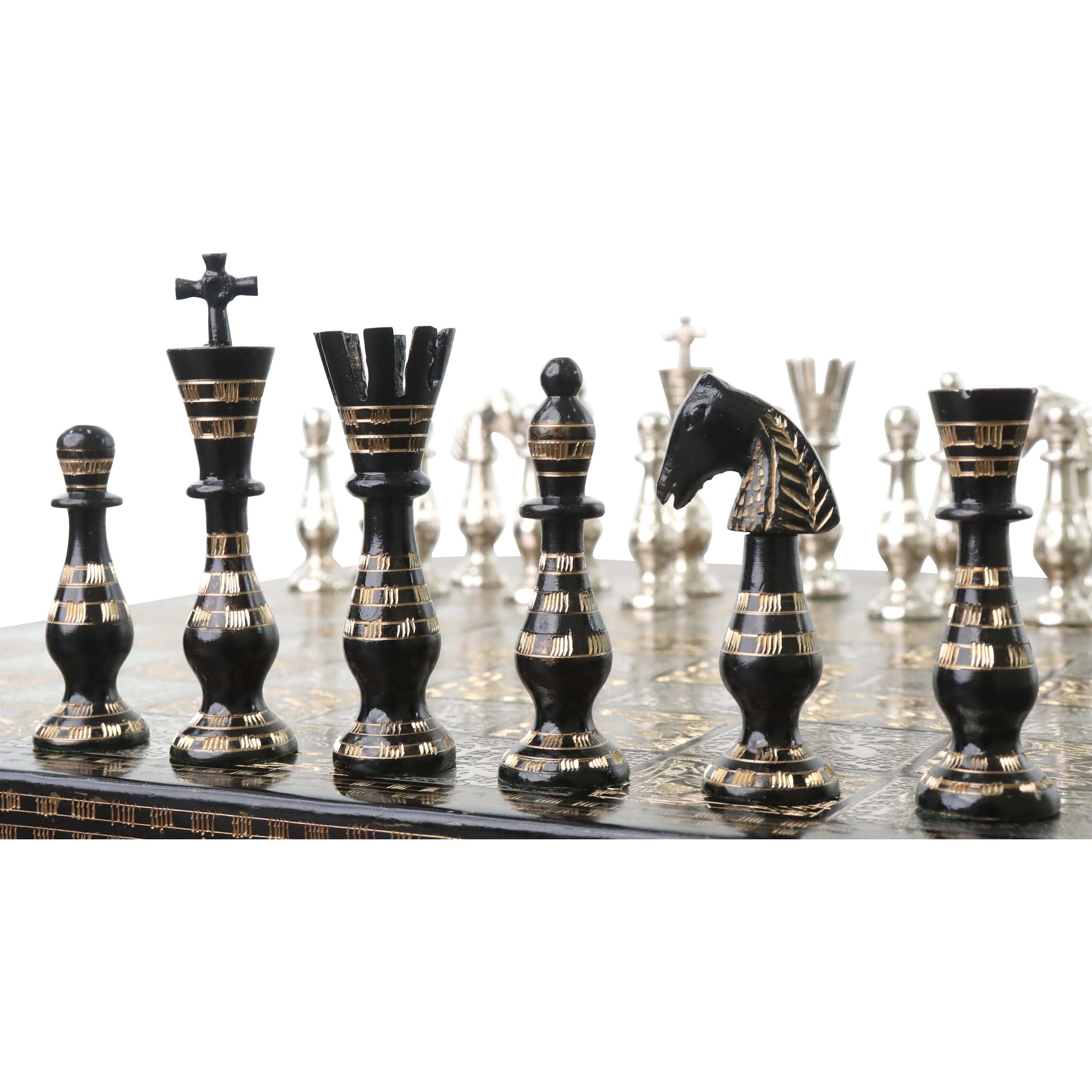 Staunton Inspired Brass Metal Luxury Chess Pieces & Board Set - 12 –  royalchessmall