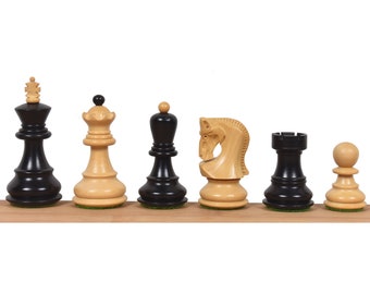 2.6" Russian Zagreb Chess Set - Chess Pieces Only - Weighted Ebonised Boxwood