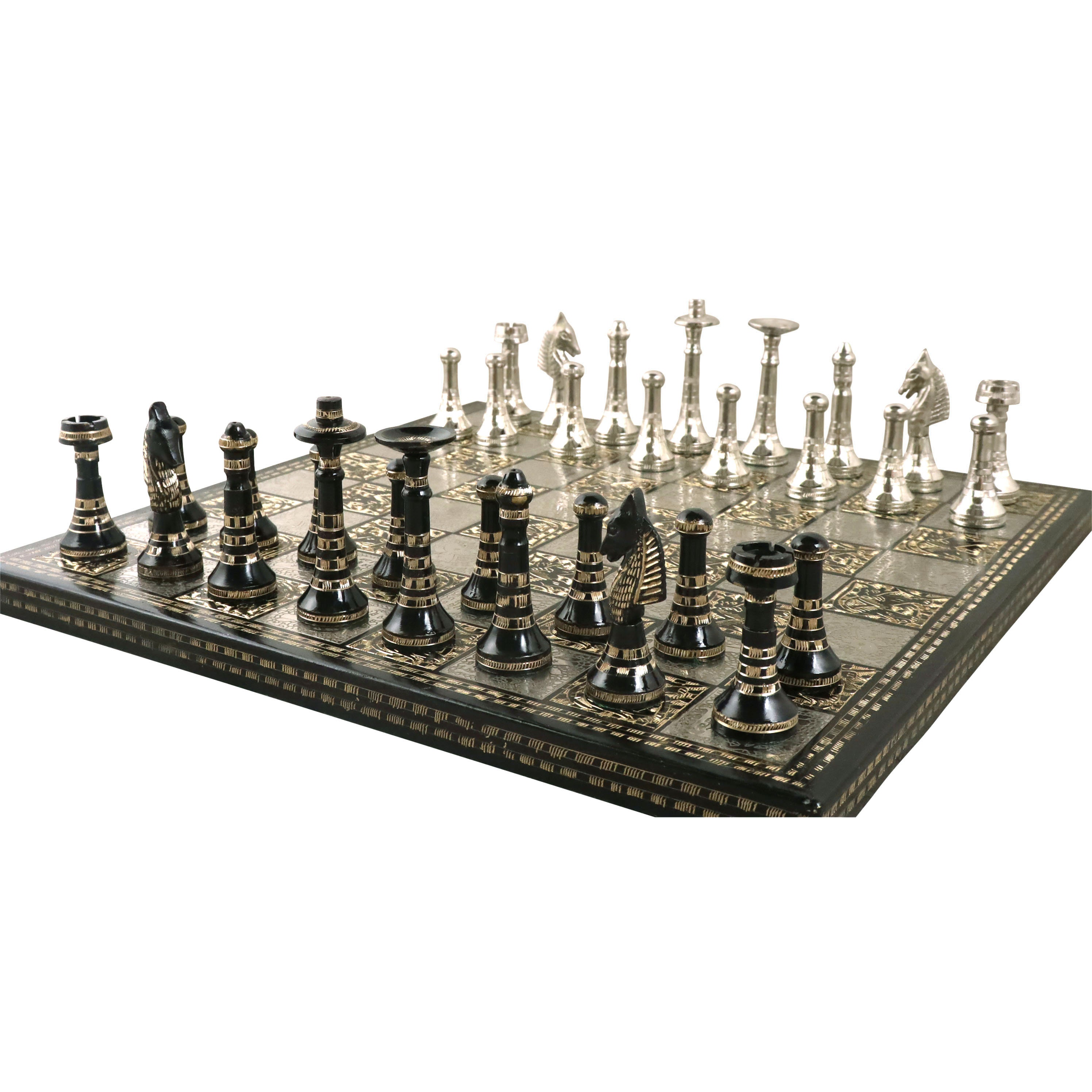 HJJ Conjunto de jogo de tabuleiro de xadrez de metal Deluxe Chess