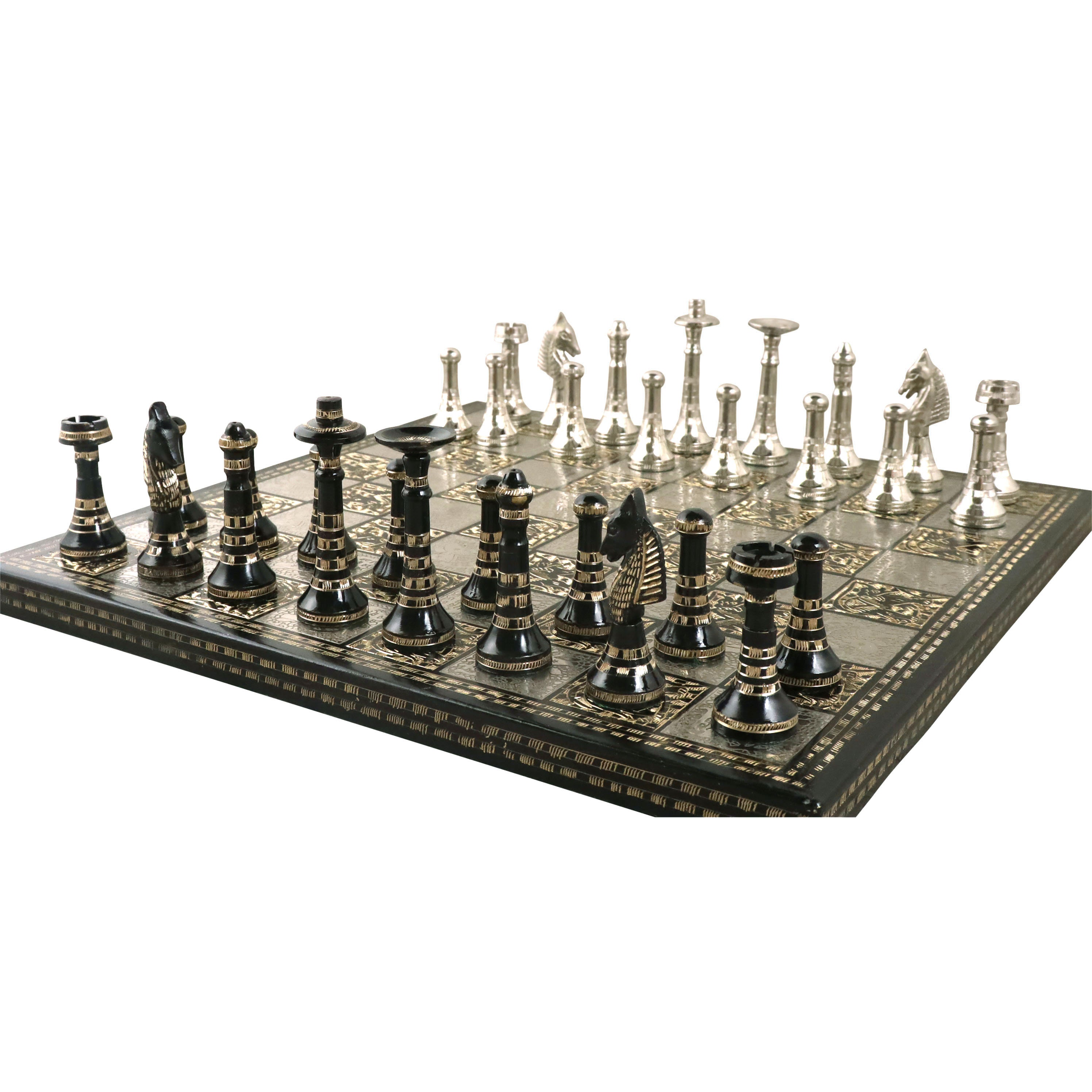 Tribal Artwork Warli Luxury Solid Brass Metal Chess Board & Pieces