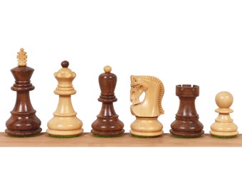 2.6" Russian Zagreb Chess Set - Chess Pieces Only - Weighted Golden Rosewood & Boxwood