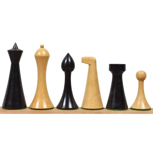 3.6" Herman Ohme Minimalist Chess Set - Chess Pieces Only- Weighted Ebonised Boxwood